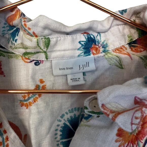 JJill love linen floral print button down sleeveless top. Women’s large petite - Picture 3 of 6